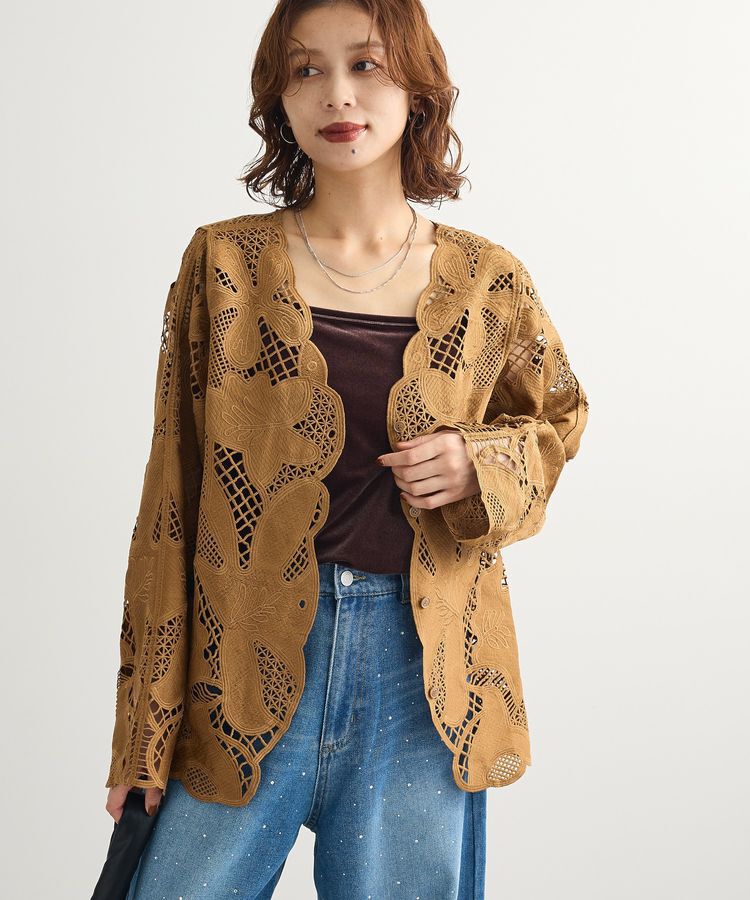 Green Parks「・ELENCARE DUE レーシーカーディガン」|カーディガン|