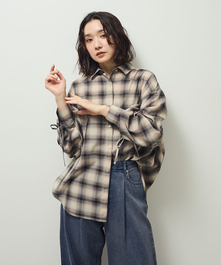 Green Parks「・ELENCARE DUE チェックギャザーシャツ」|シャツ・ブラウス|