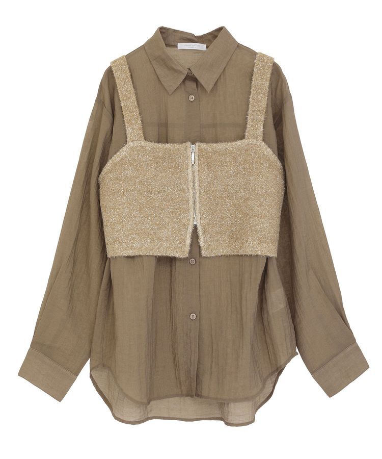 Green Parks「SET2点ラメシャギービスチェ+シャツ」|シャツ・ブラウス|