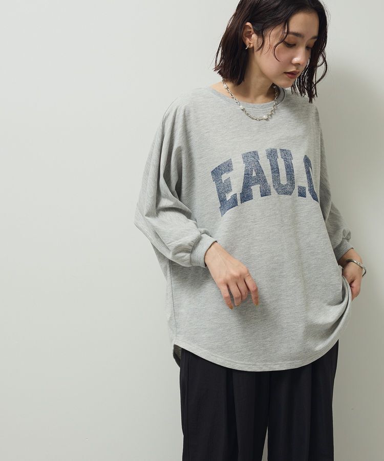 Green Parks「7分袖ミニ裏毛ドルマンロゴプルオーバー」|Tシャツ・カットソー|Gray Mixture