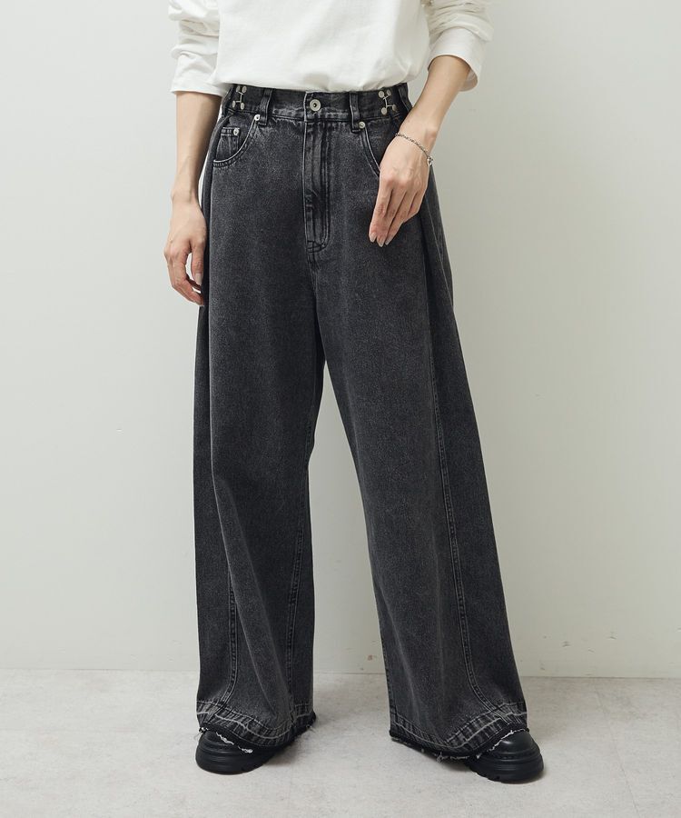 Green Parks「・SUGAR SPOON タックデニムワイドパンツ」|デニム|Black