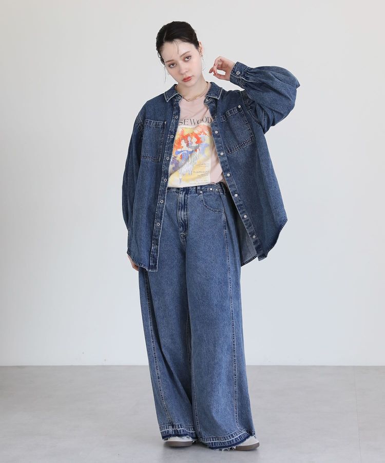 Green Parks「・SUGAR SPOON タックデニムワイドパンツ」|デニム|