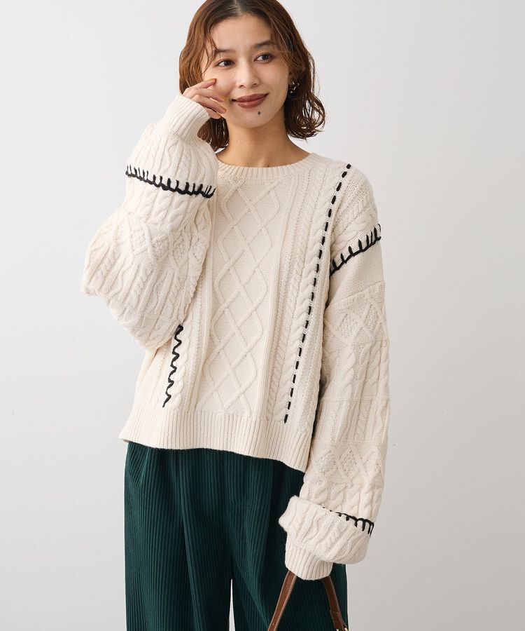 Green Parks「・ELENCARE DUE ハンドステッチケーブルニット」|ニット・セーター|