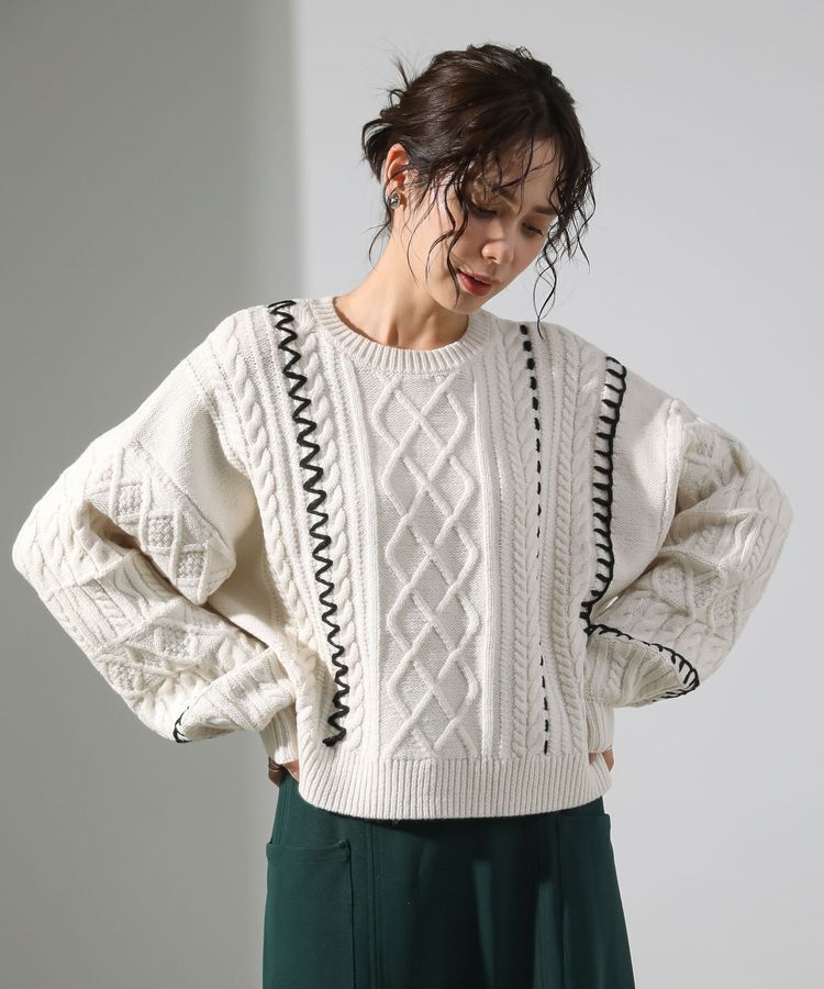 Green Parks「・ELENCARE DUE ハンドステッチケーブルニット」|ニット・セーター|