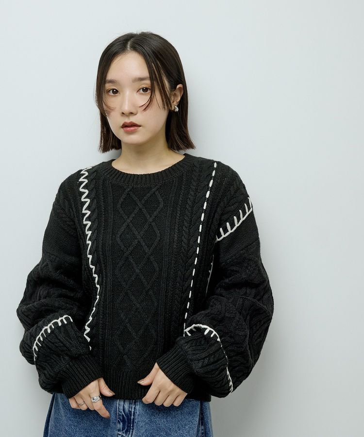 Green Parks「・ELENCARE DUE ハンドステッチケーブルニット」|ニット・セーター|