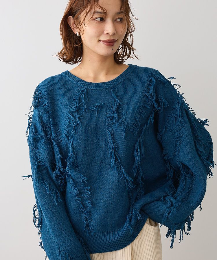 Green Parks「フリンジニットプルオーバー」|ニット・セーター|Blue