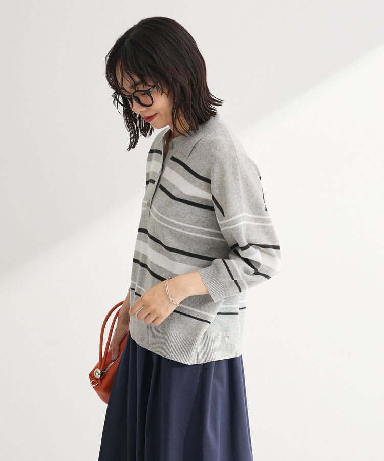 Green Parks「衿付き7分袖ニットプルオーバー」|ニット・セーター|