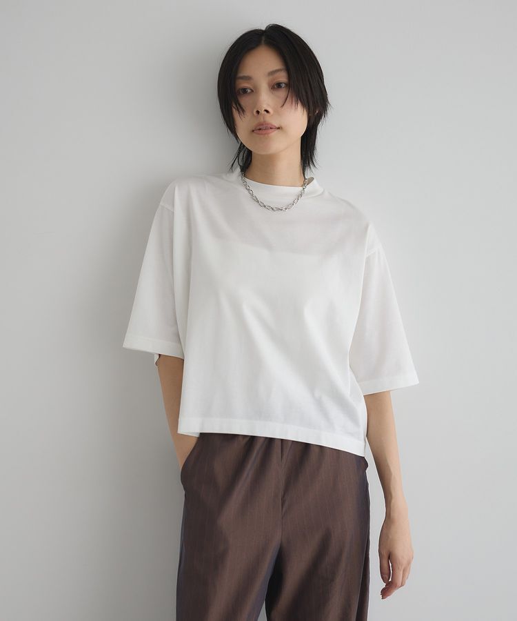 GARAGE OF GOOD CLOTHING「【日本製】モックネック6分袖プルオーバー」|Tシャツ・カットソー|White