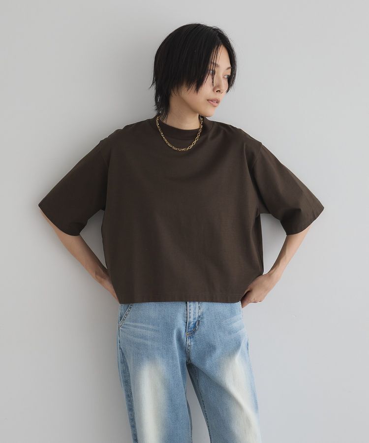 GARAGE OF GOOD CLOTHING「【日本製】モックネック6分袖プルオーバー」|Tシャツ・カットソー|Dark Brown