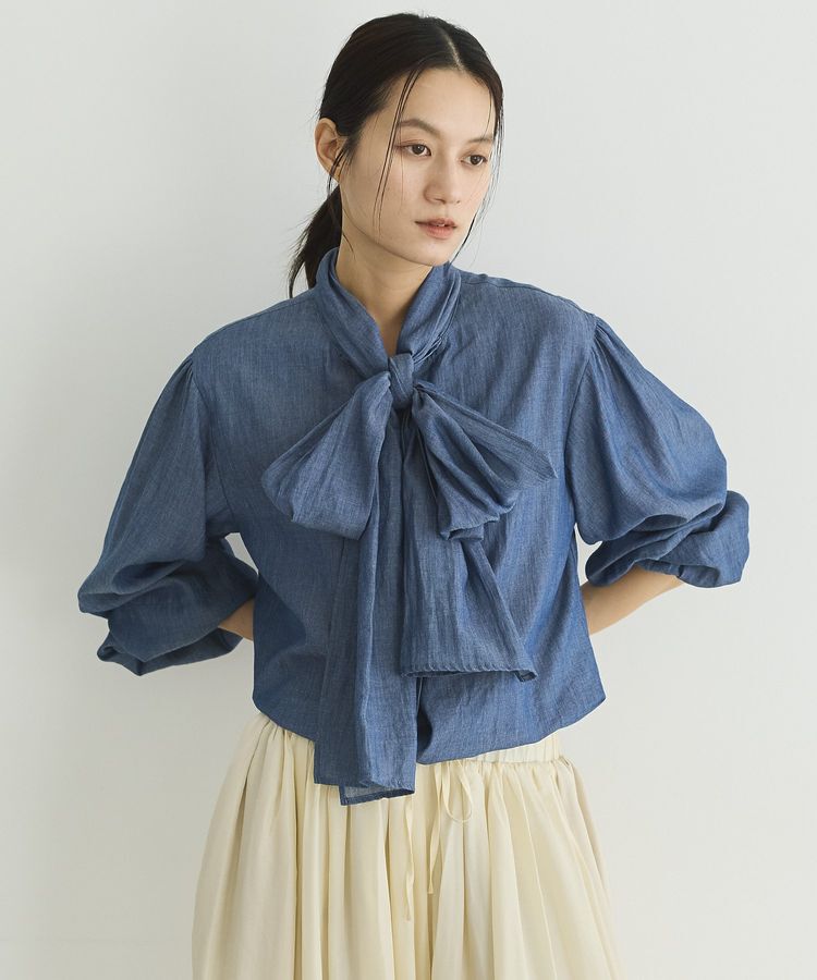 GARAGE OF GOOD CLOTHING「【日本製】シアーデニムボウタイブラウス」|シャツ・ブラウス|