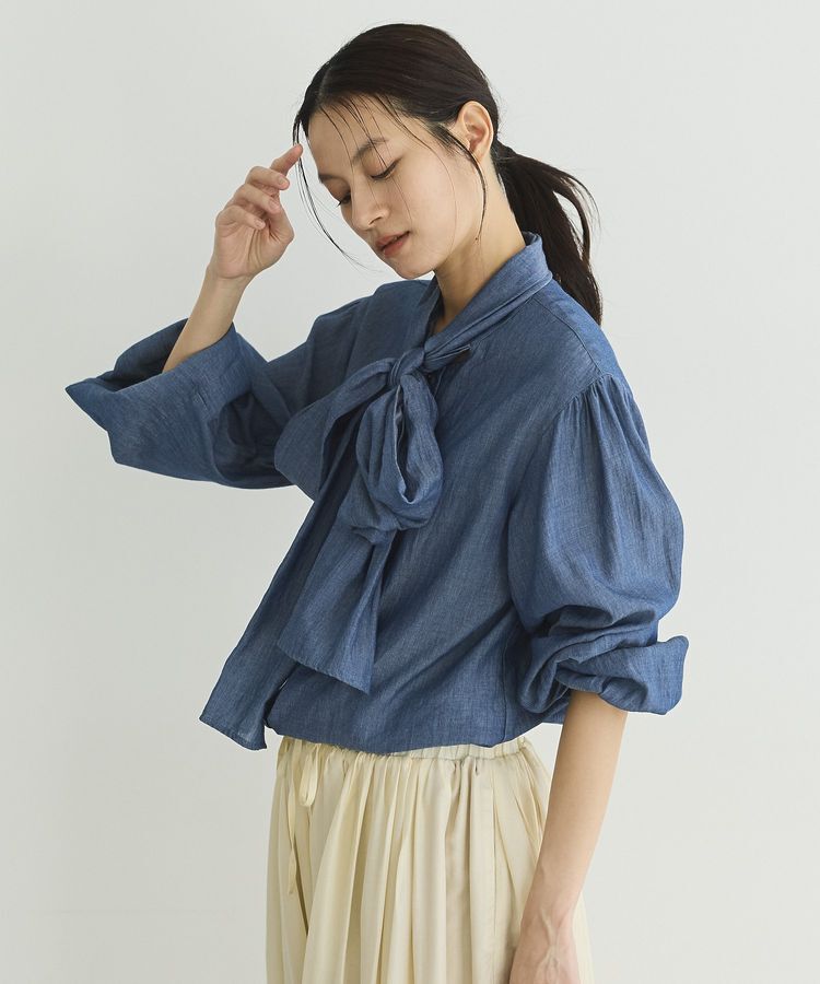 GARAGE OF GOOD CLOTHING「【日本製】シアーデニムボウタイブラウス」|シャツ・ブラウス|