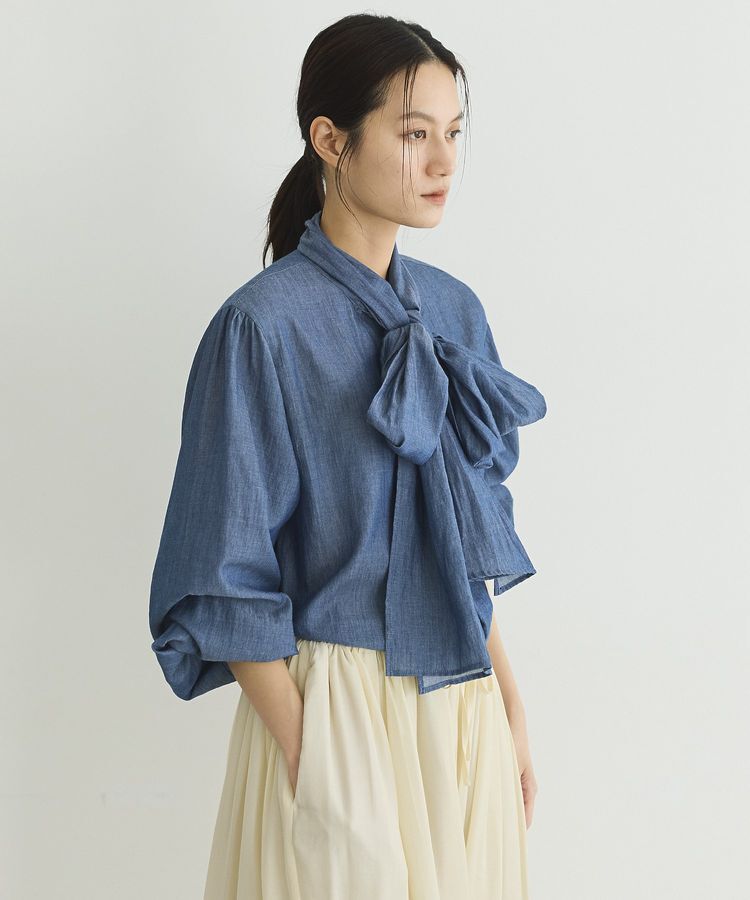 GARAGE OF GOOD CLOTHING「【日本製】シアーデニムボウタイブラウス」|シャツ・ブラウス|