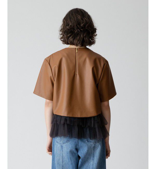 allureville「フェイクレザーTブラウス」|シャツ・ブラウス|