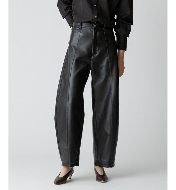 allureville「フェイクレザーフロントシームパンツ」|チノ|