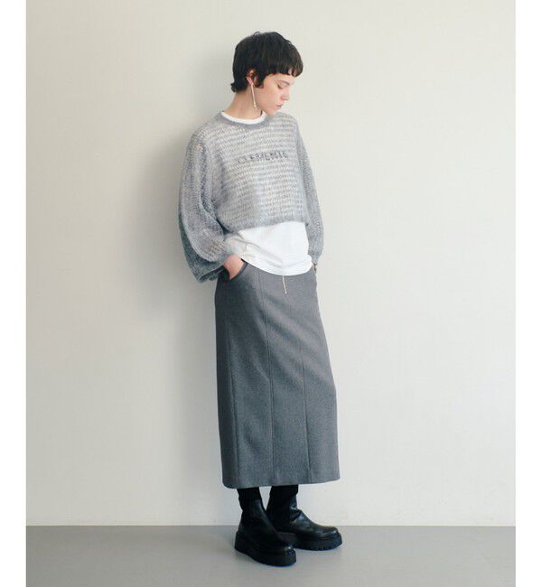 allureville「フロントジップサスペンダースカート」|ジャンパースカート|グレー