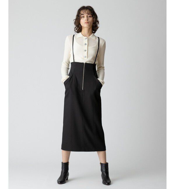 allureville「フロントジップサスペンダースカート」|ジャンパースカート|