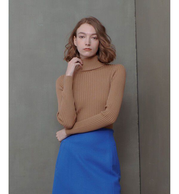 allureville「2WAYネックリブタートル」|ニット・セーター|キャメル