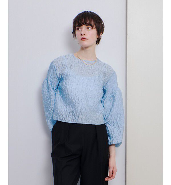 allureville「フクレジャガードブラウス」|シャツ・ブラウス|サックス