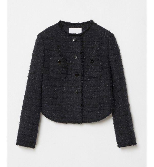 LOULOU WILLOUGHBY「【LOULOU WILLOUGHBY】ファンシーツイードクルージャケット」|ノーカラージャケット|