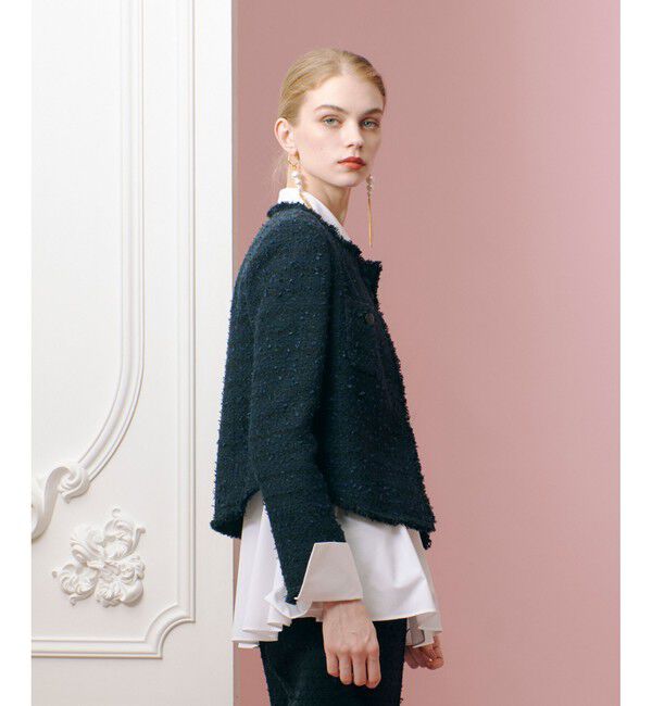 LOULOU WILLOUGHBY「【LOULOU WILLOUGHBY】ファンシーツイードクルージャケット」|ノーカラージャケット|