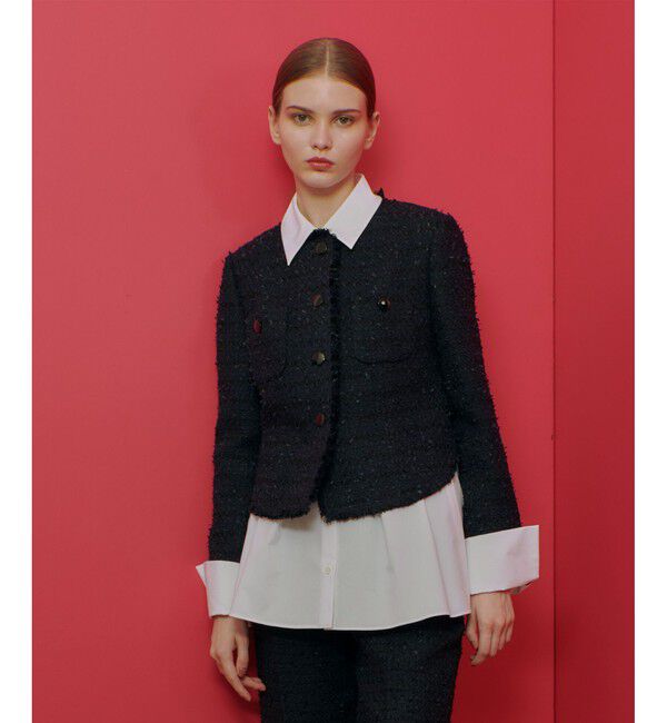 LOULOU WILLOUGHBY「【LOULOU WILLOUGHBY】ファンシーツイードクルージャケット」|ノーカラージャケット|