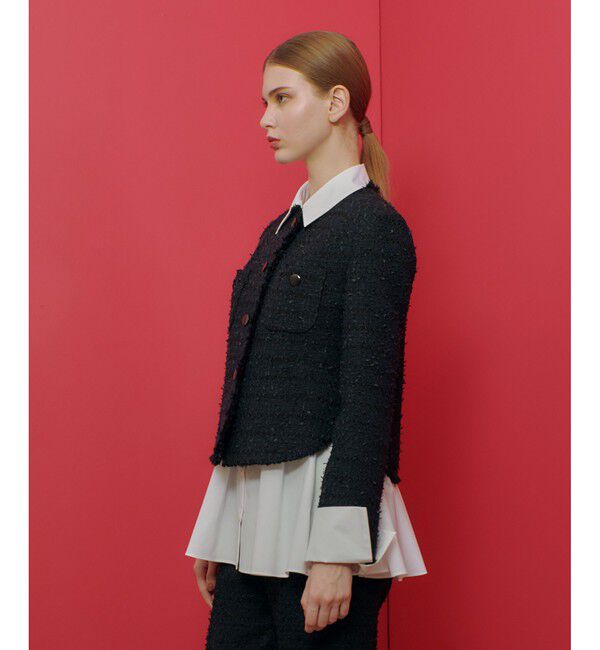 LOULOU WILLOUGHBY「【LOULOU WILLOUGHBY】ファンシーツイードクルージャケット」|ノーカラージャケット|