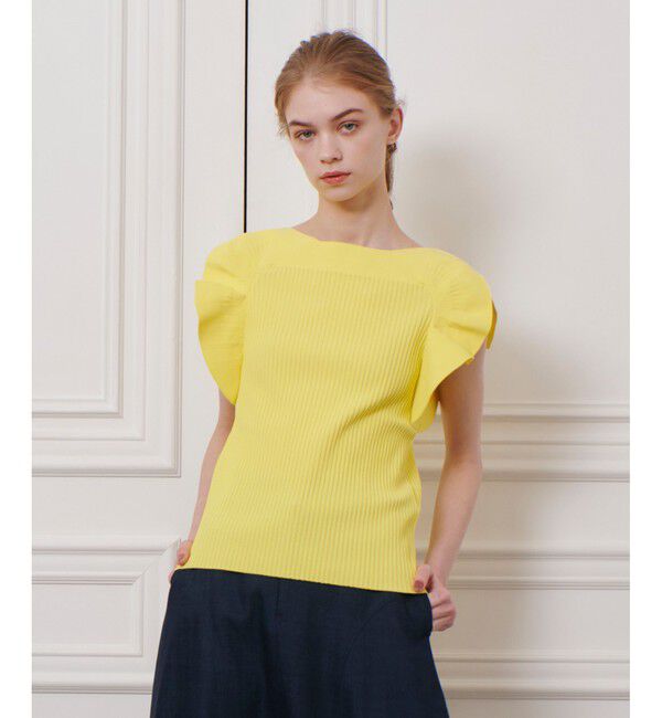 LOULOU WILLOUGHBY「【LOULOU WILLOUGHBY】スキャーラッププルオーバー」|ニット・セーター|イエロー