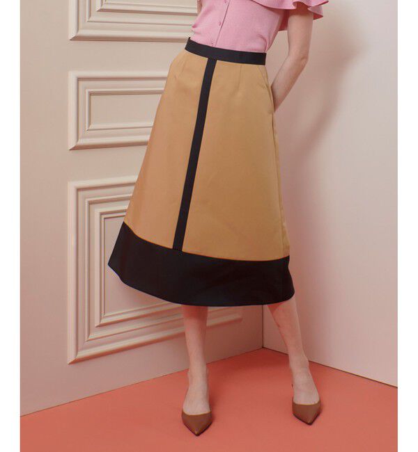 LOULOU WILLOUGHBY「【LOULOU WILLOUGHBY】バイカラーフレアスカート」|スカート|キャメル