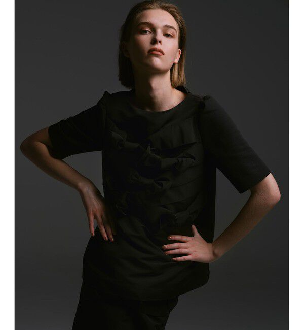 LOULOU WILLOUGHBY「【LOULOU WILLOUGHBY】ランダムリボンタフタブラウス」|シャツ・ブラウス|ブラック