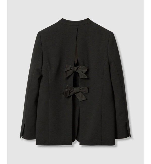 LOULOU WILLOUGHBY「【LOULOU WILLOUGHBY】ダブルクロスノーカラーリボンジャケット」|ノーカラージャケット|