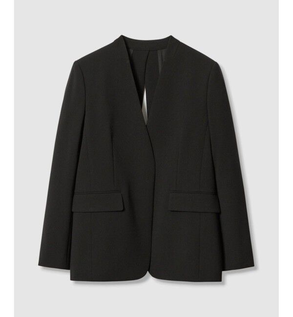 LOULOU WILLOUGHBY「【LOULOU WILLOUGHBY】ダブルクロスノーカラーリボンジャケット」|ノーカラージャケット|