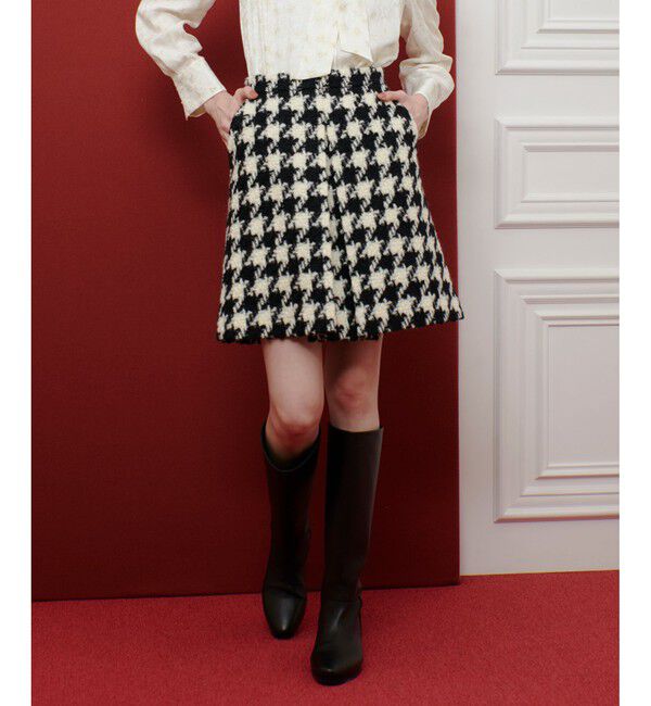 LOULOU WILLOUGHBY「【LOULOU WILLOUGHBY】ロービング千鳥タックミニスカート」|スカート|ホワイト系