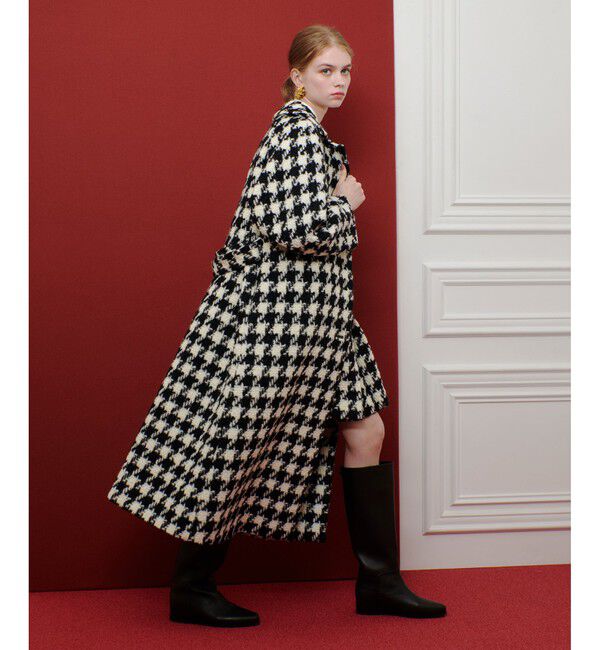 LOULOU WILLOUGHBY「【LOULOU WILLOUGHBY】ロービング千鳥ロングコート」|ダッフルコート|