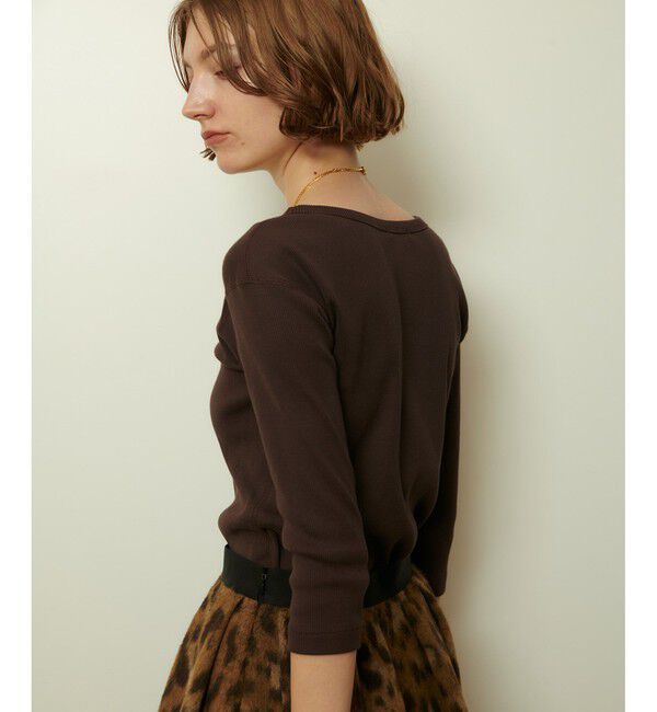 allureville「テレコ3/4スリーブボートネックプルオーバー」|Tシャツ・カットソー|