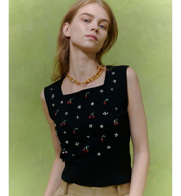 LOULOU WILLOUGHBY「【LOULOU WILLOUGHBY】CHERRYビジュータンク」|ニット・セーター|