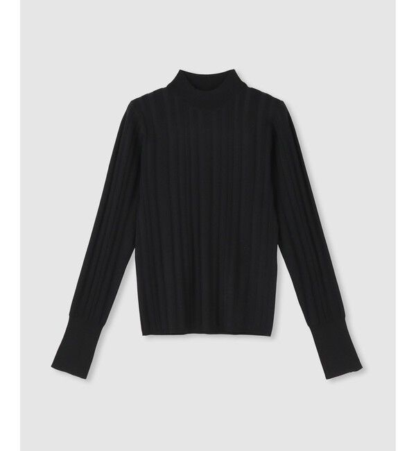 allureville「ストライプモックネックプルオーバー」|ニット・セーター|ブラック