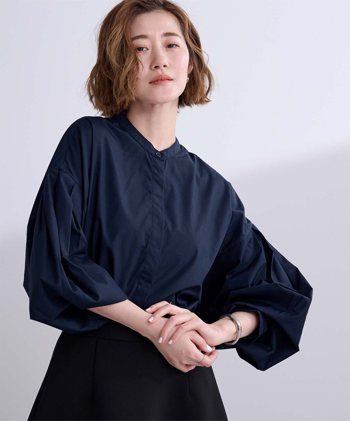 ur's「ボリューム袖ブラウス」|シャツ・ブラウス|ネイビー