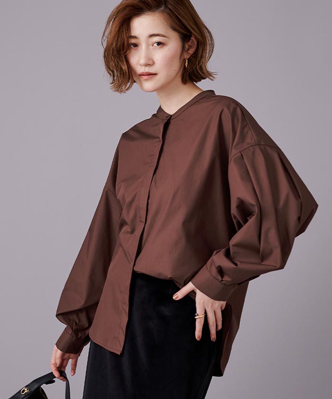 ur's「ボリューム袖ブラウス」|シャツ・ブラウス|ダークブラウン