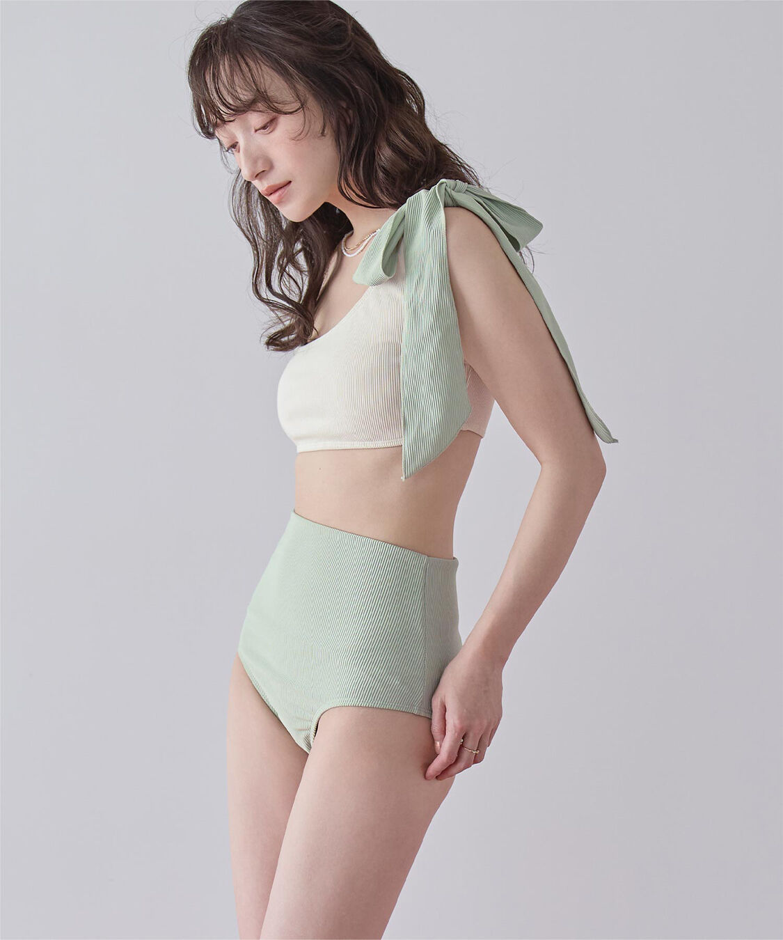 SEA DRESS「ワンショルダーデザインリブビキニ」|ビキニ|