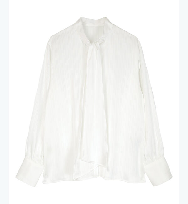 ur's「サテンストライプハイネックボウタイブラウス」|シャツ・ブラウス|ホワイト