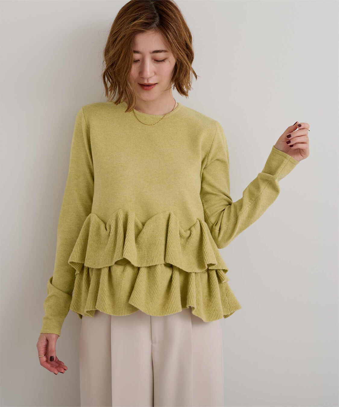 ur's「フリルヘムニット」|ニット・セーター|イエロー