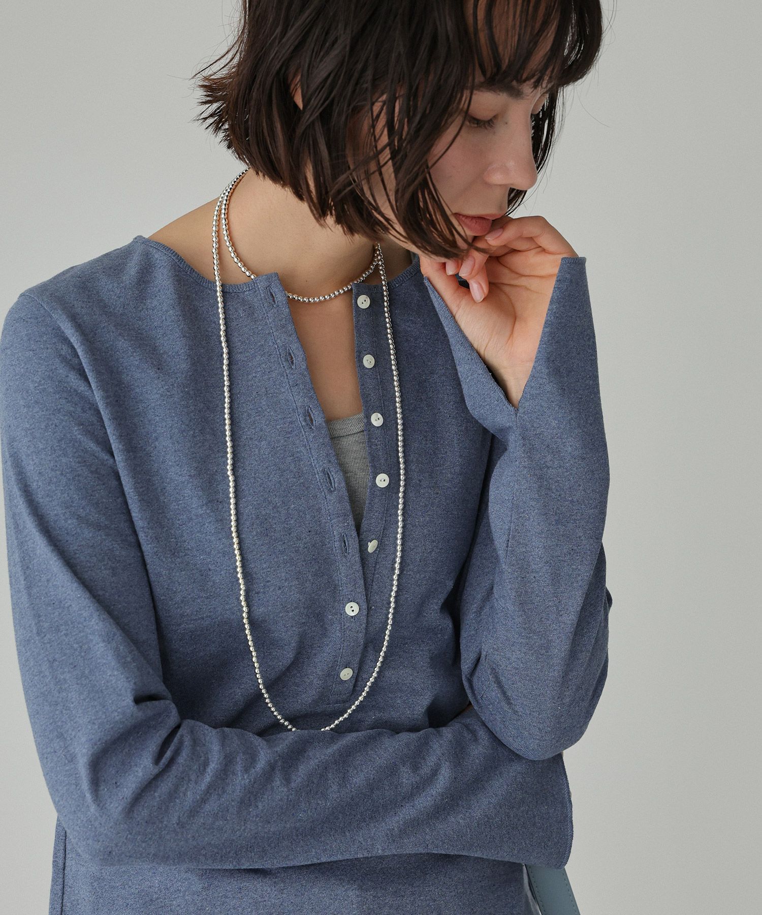 BABYLONE「デニム天竺ヘンリーネックプルオーバー」|Tシャツ・カットソー|