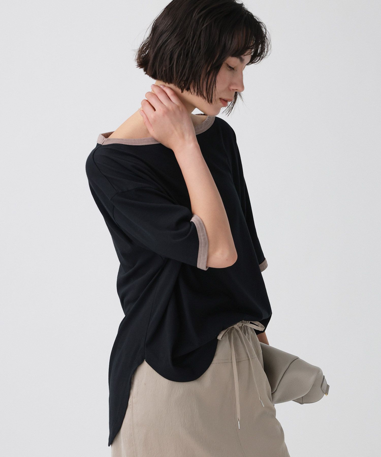 BABYLONE「バイカラーカットソー/マシンウォッシャブル」|Tシャツ・カットソー|