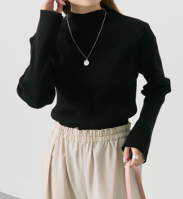  「【リバイバル/新色追加】プチハイネックリブニット」|ニット・セーター|ブラック