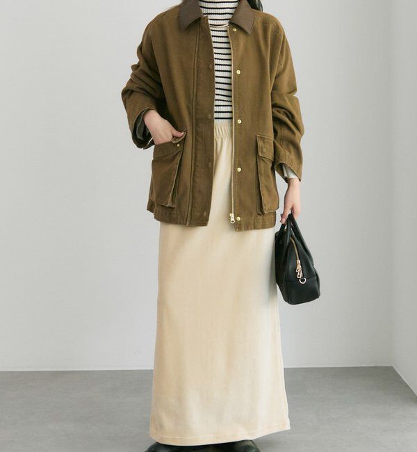  「フェイクレザー襟カバーオールジャケット」|テーラードジャケット|