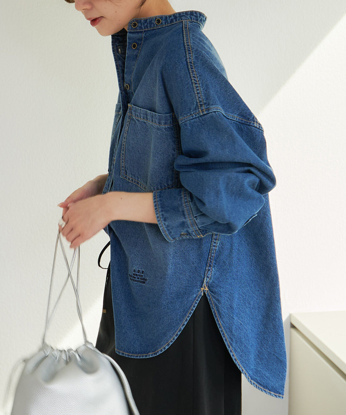  「デニムバンドカラーシャツ」|シャツ・ブラウス|