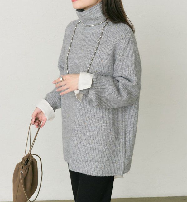  「ネップハイネックニットプルオーバー」|キャミソール|