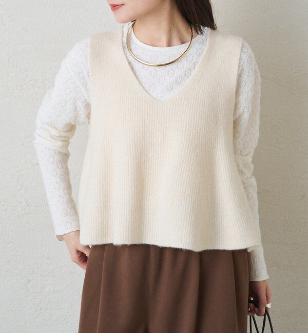  「片畦ニットビスチェ」|ニット・セーター|アイボリー