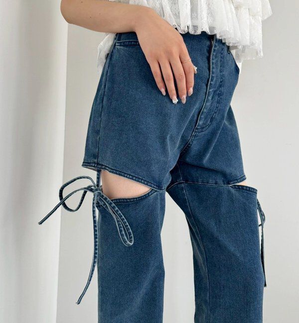  「サイドあき美脚ストレッチデニム」|その他|