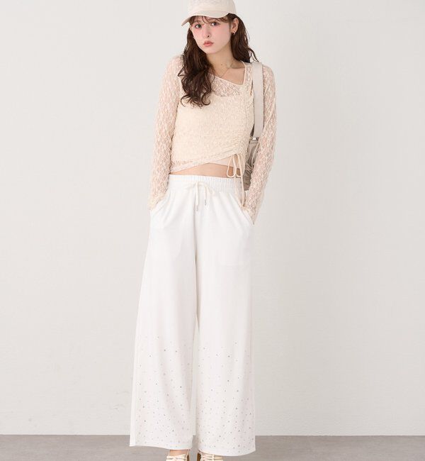  「セットアップ対応／裾ビジューカットパンツ」|その他|